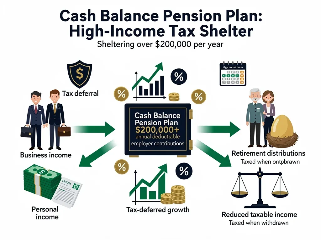 Infographic showing cash balance pension plan tax benefits