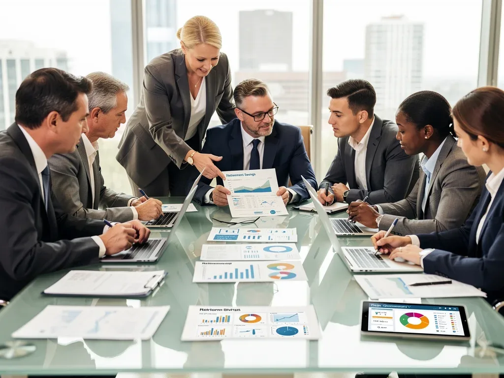 Financial advisors discussing advanced retirement strategies
