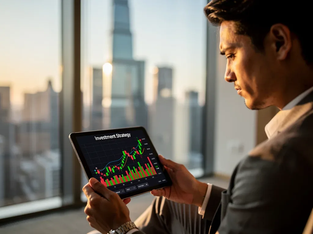 Investor analyzing stock market for long-term capital gains