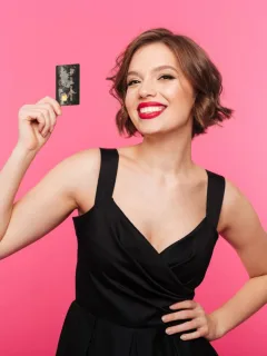 Woman using her Citi Diamond Preferred Credit Card.
