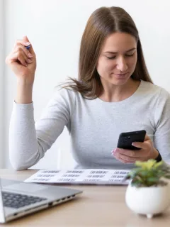 Woman learning about the Debt Consolidation Loan.
