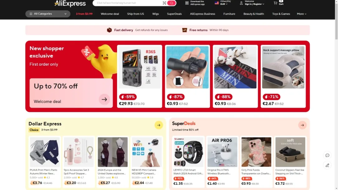 AliExpress website.