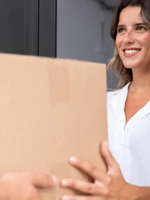 Woman getting Coupons and Discounts on Amazon.