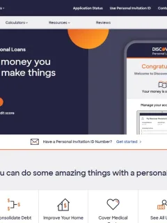 Discover Online Personal Loan page.
