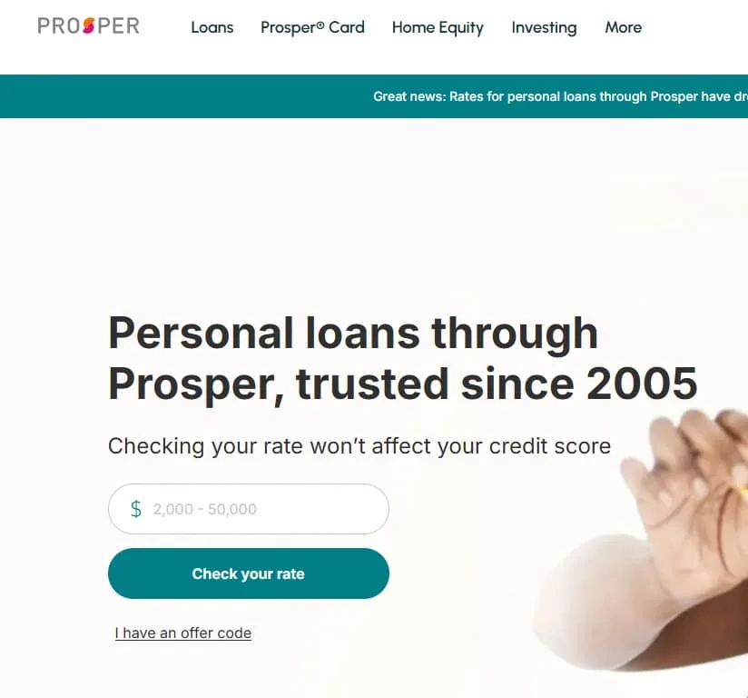 Prosper Personal Loans page.