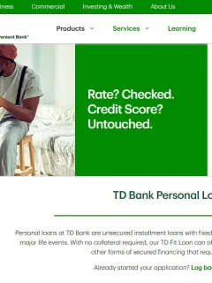 TD Bank Personal Loan page.