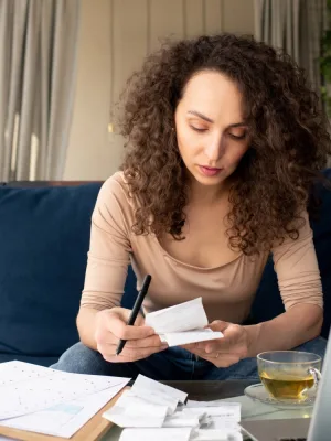 woman learning how to freeze credit.