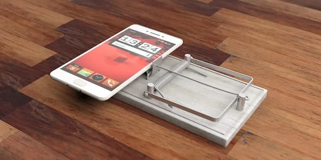 A new, damaged smartphone lying on a table next to a credit card and a receipt, illustrating an item that might be covered by purchase protection. There's a slight crack on the screen.