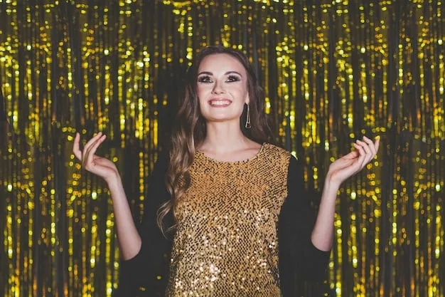 A woman posing gracefully at a formal evening event, wearing a shimmering gold sequin maxi skirt paired with a sleek black velvet top and high heels, accessorized with delicate jewelry, exuding elegance.