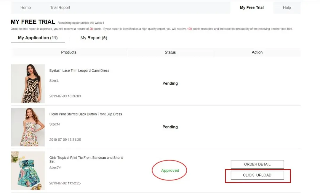 Uploading review and photos in My Report