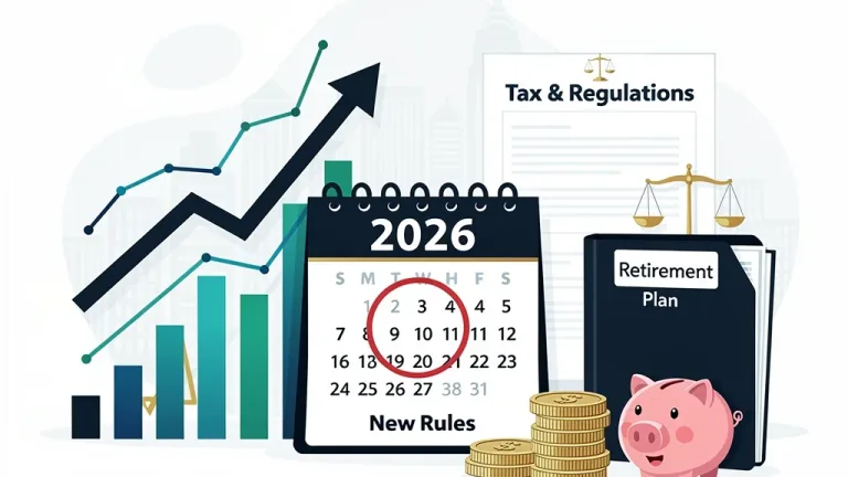 Financial charts and calendar highlighting 2026, representing SECURE 2.0 catch-up mandates.