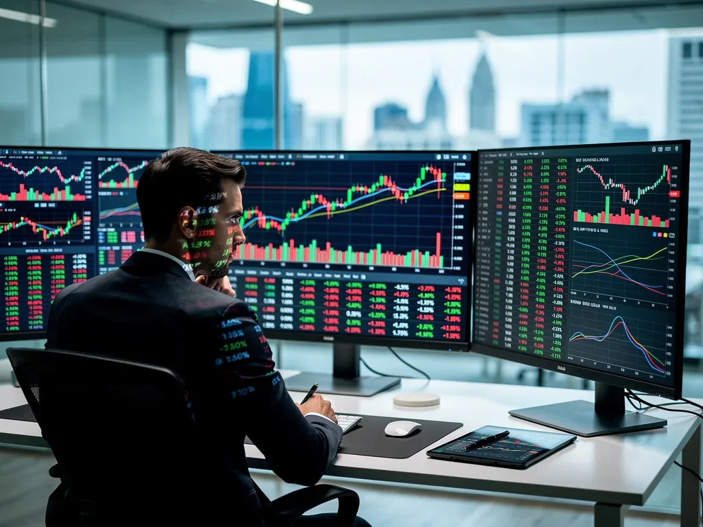 Investor analyzing short-term investment data