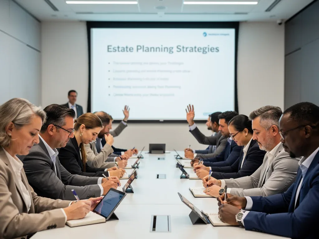 Financial seminar attendees learning about estate planning strategies