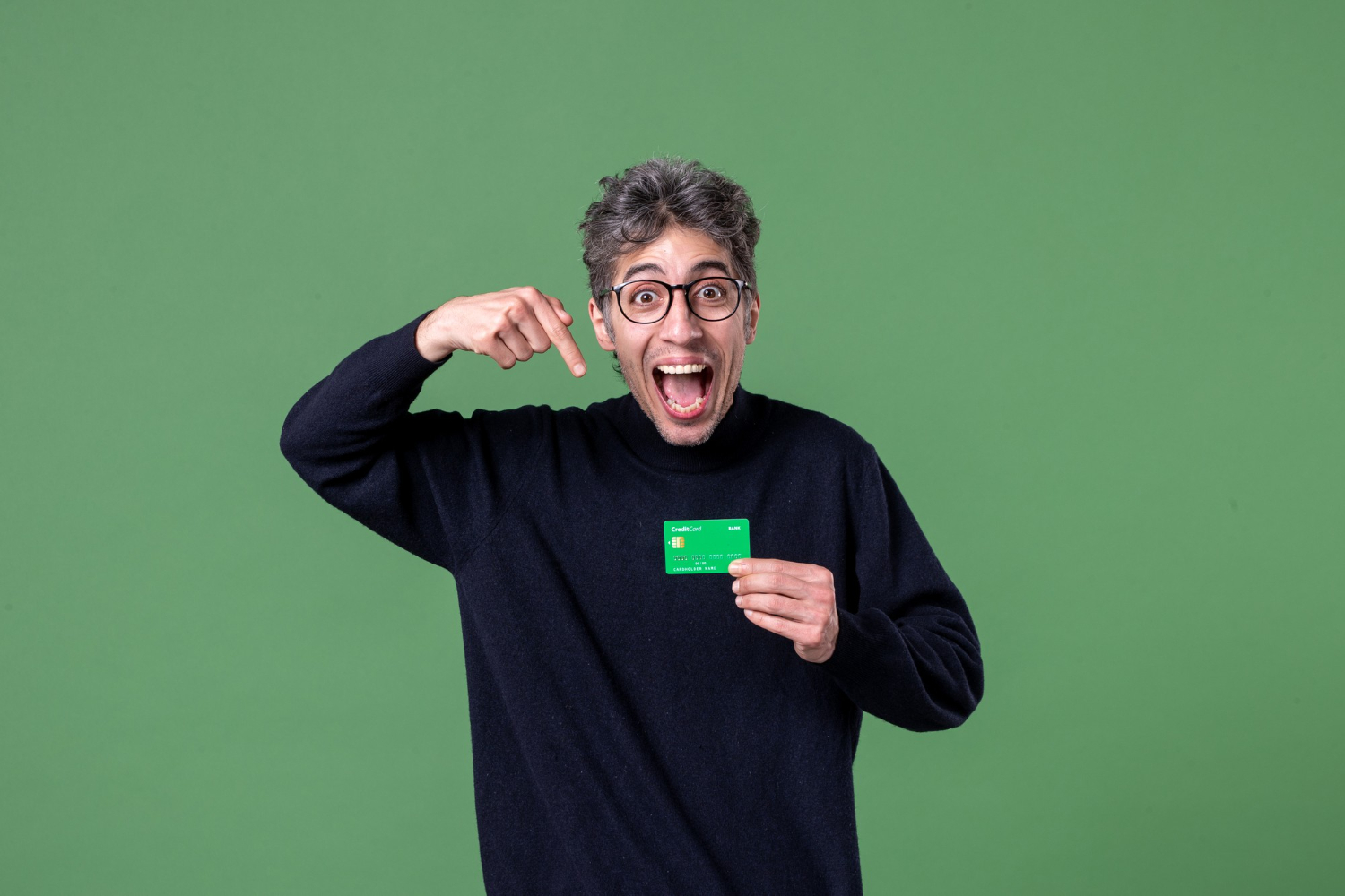 A man holding a Chime Credit Builder Secured Visa credit card.