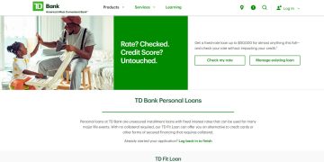 TD Bank Personal Loans website.