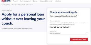 US Bank Personal Loan website.