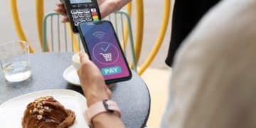 A person using Contactless payments.