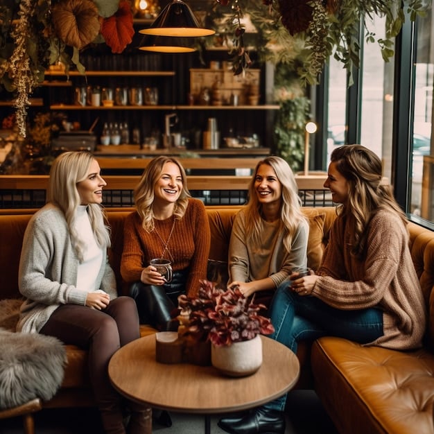 A group of friends laughing and toasting around a beautifully set dining table, with one woman in a chic oversized cashmere sweater and tailored pants, looking comfortable yet stylish.
