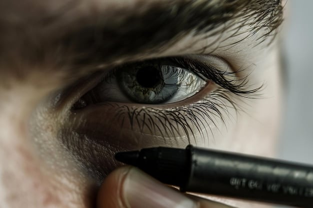 A close-up of a person applying eyeliner to hooded eyes, demonstrating the technique of drawing a wing with the eye open to ensure visibility over the lid fold.