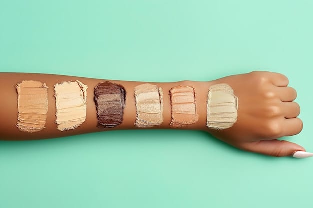 A woman holding up various shades of liquid concealer on her arm, demonstrating the importance of shade matching for different skin tones.