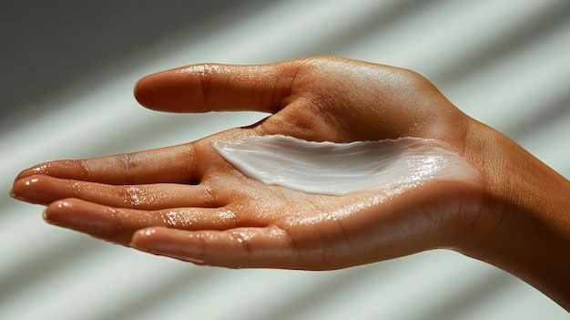 A close up of a hand applying a gentle, fragrance-free moisturizer to a face with clear, healthy skin, illustrating post-treatment care and prevention.