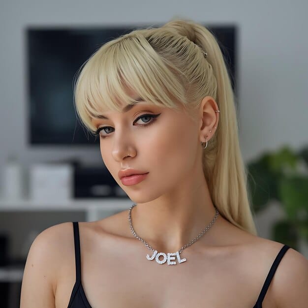 A US woman with a stylish short hairstyle, accented with a delicate, silver hair clip, showcasing elegance and personalization.