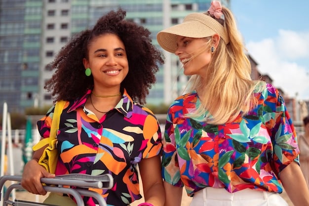 A diverse group of people, each wearing unique, custom-fitted casual apparel, interacting naturally in a vibrant urban setting, emphasizing comfort and individual style.